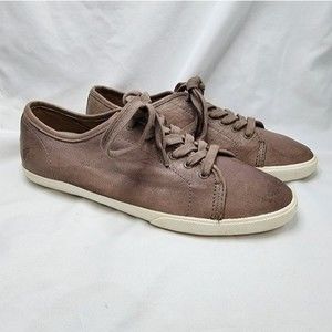 Frye Maya Low Top Lace Up Taupe Leather Sneakers Size 9.5